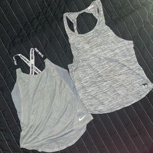 ✨PINK Victoria's Secret Gray Tank & Nike tank bundle!✨